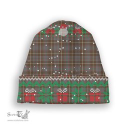 ScotsTee Shop Scottish McIntyre Hunting Weathered Tartan Plaid Christmas Deer Snowman Snowflake Bell Knit Beanie
