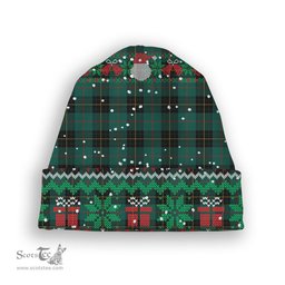 ScotsTee Shop Scottish MacArthur-Fox Hunting Modern Tartan Plaid Christmas Deer Snowman Snowflake Bell Knit Beanie