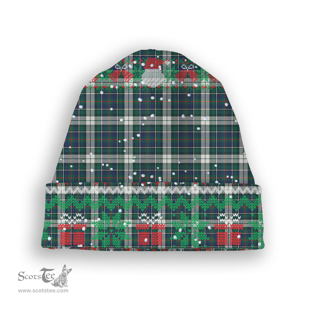 ScotsTee Shop Scottish MacInnes Dress Modern Tartan Plaid Christmas Deer Snowman Snowflake Bell Knit Beanie