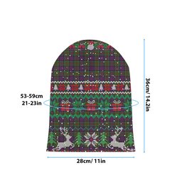 ScotsTee Shop Scottish MacDonald of Clanranald 2 Tartan Plaid Christmas Deer Snowman Snowflake Bell Knit Beanie