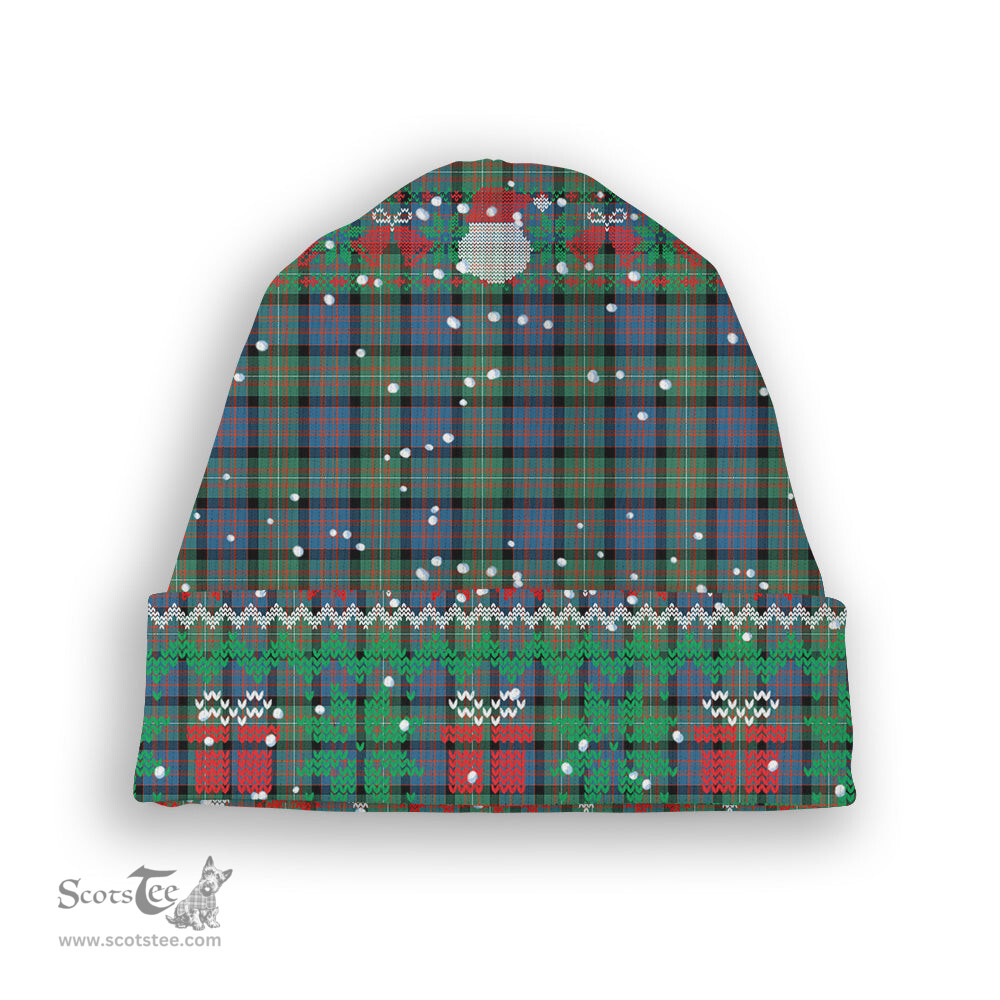 ScotsTee Shop Scottish MacDonell Of Glengarry Ancient Tartan Plaid Christmas Deer Snowman Snowflake Bell Knit Beanie