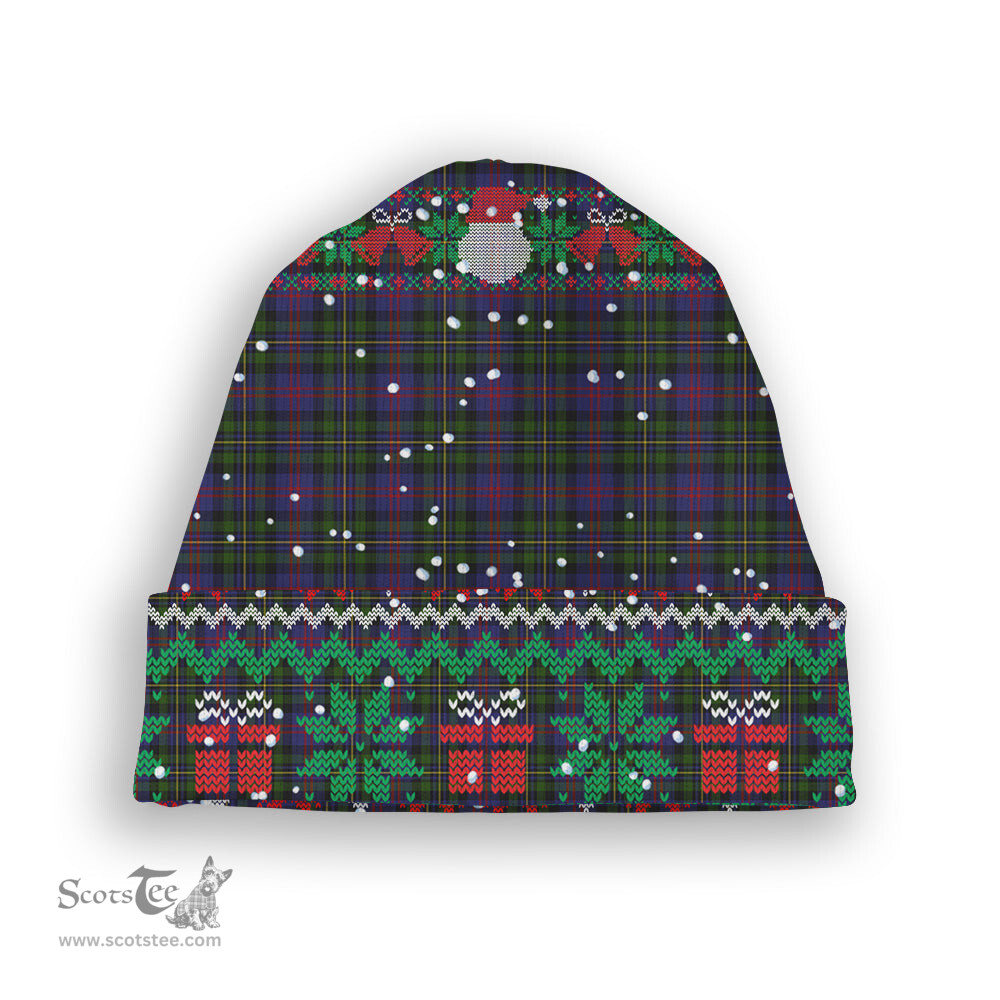 ScotsTee Shop Scottish MacCallum of Berwick Tartan Plaid Christmas Deer Snowman Snowflake Bell Knit Beanie