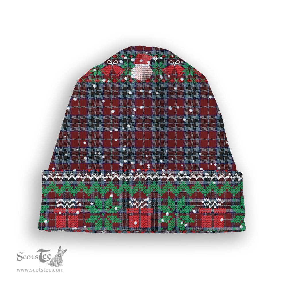 ScotsTee Shop Scottish MacTavish 2 Tartan Plaid Christmas Deer Snowman Snowflake Bell Knit Beanie