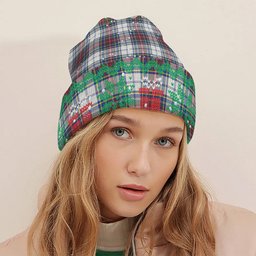ScotsTee Shop Scottish MacBeth Dress Modern Tartan Plaid Christmas Deer Snowman Snowflake Bell Knit Beanie