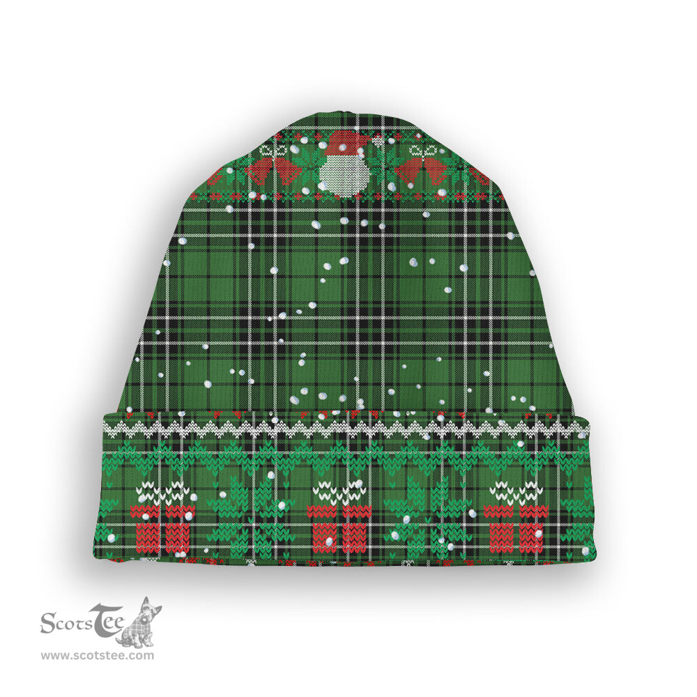 ScotsTee Shop Scottish MacLean of Duart Hunting Ancient Tartan Plaid Christmas Deer Snowman Snowflake Bell Knit Beanie