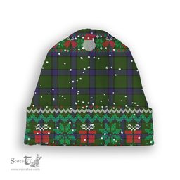 ScotsTee Shop Scottish MacWilliam Hunting Tartan Plaid Christmas Deer Snowman Snowflake Bell Knit Beanie