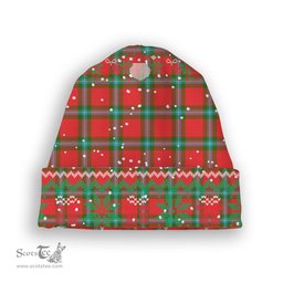 ScotsTee Shop Scottish MacLaine of Loch Buie Tartan Plaid Christmas Deer Snowman Snowflake Bell Knit Beanie