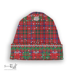 ScotsTee Shop Scottish MacDonald of Glenaladale Modern Tartan Plaid Christmas Deer Snowman Snowflake Bell Knit Beanie