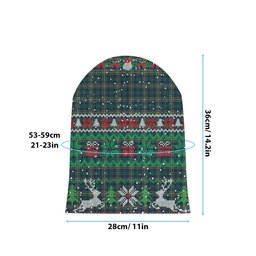 ScotsTee Shop Scottish Hunter of Hunterston Modern Tartan Plaid Christmas Deer Snowman Snowflake Bell Knit Beanie