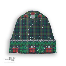 ScotsTee Shop Scottish Hunter of Hunterston Modern Tartan Plaid Christmas Deer Snowman Snowflake Bell Knit Beanie