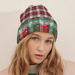 ScotsTee Shop Scottish MacFie Dress Ancient Tartan Plaid Christmas Deer Snowman Snowflake Bell Knit Beanie