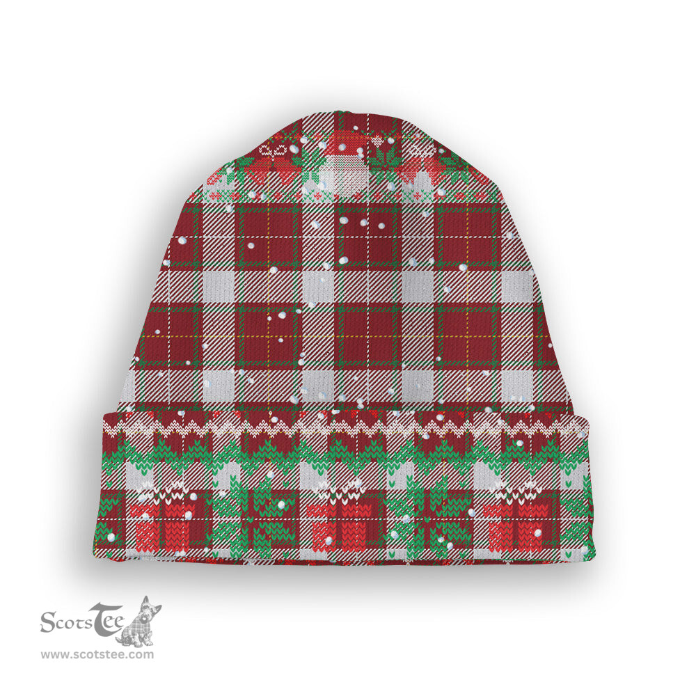 ScotsTee Shop Scottish MacFie Dress Ancient Tartan Plaid Christmas Deer Snowman Snowflake Bell Knit Beanie