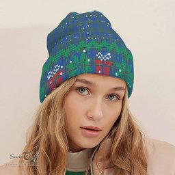 ScotsTee Shop Scottish Dallas Tartan Plaid Christmas Deer Snowman Snowflake Bell Knit Beanie