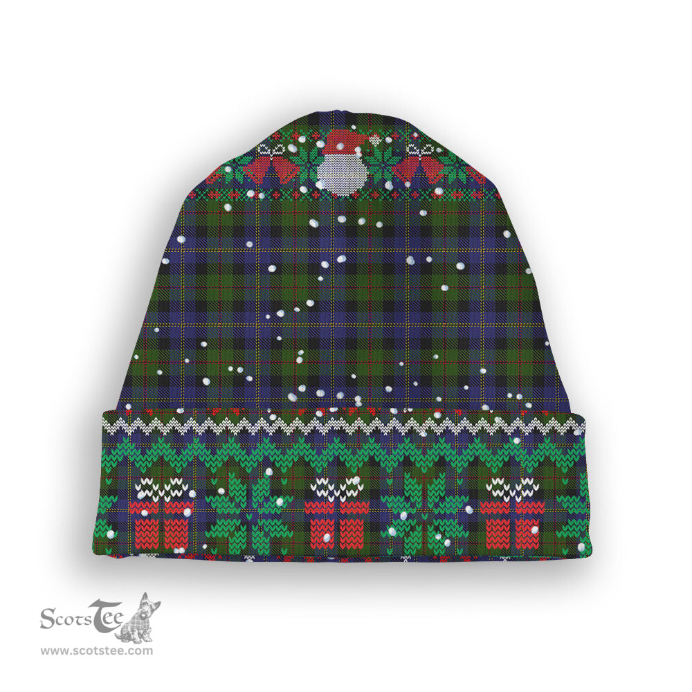 ScotsTee Shop Scottish MacCaskill Tartan Plaid Christmas Deer Snowman Snowflake Bell Knit Beanie