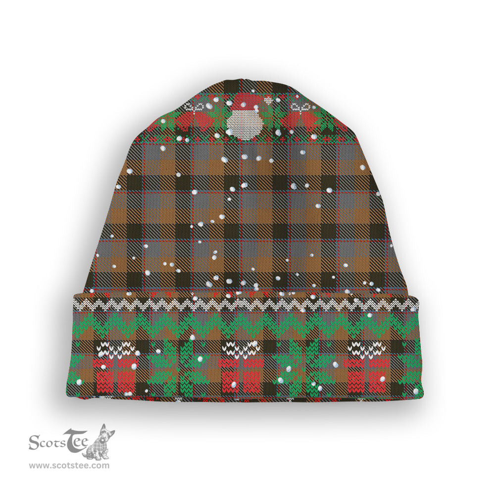 ScotsTee Shop Scottish Jardine 2 Tartan Plaid Christmas Deer Snowman Snowflake Bell Knit Beanie