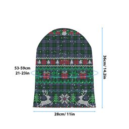 ScotsTee Shop Scottish Hughes Tartan Plaid Christmas Deer Snowman Snowflake Bell Knit Beanie