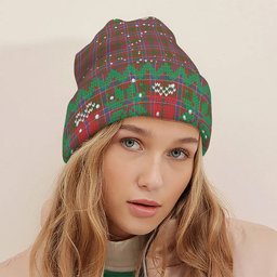ScotsTee Shop Scottish MacRae Red Ancient Tartan Plaid Christmas Deer Snowman Snowflake Bell Knit Beanie