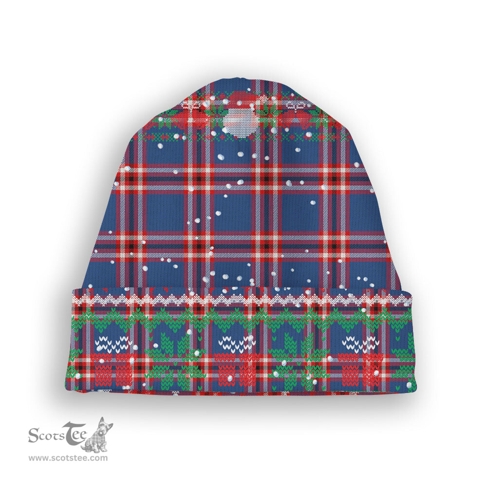 ScotsTee Shop Scottish Laing of Archiestown Modern Tartan Plaid Christmas Deer Snowman Snowflake Bell Knit Beanie