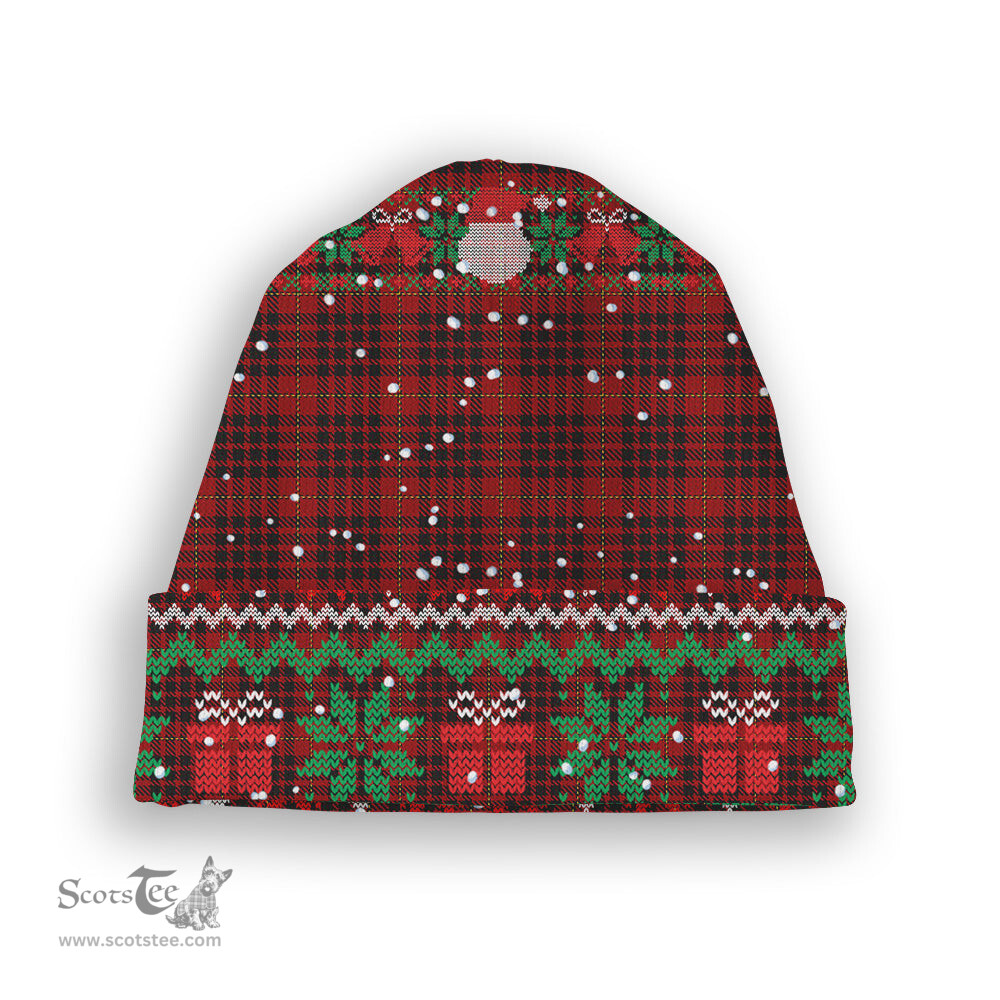 ScotsTee Shop Scottish MacKeane Tartan Plaid Christmas Deer Snowman Snowflake Bell Knit Beanie