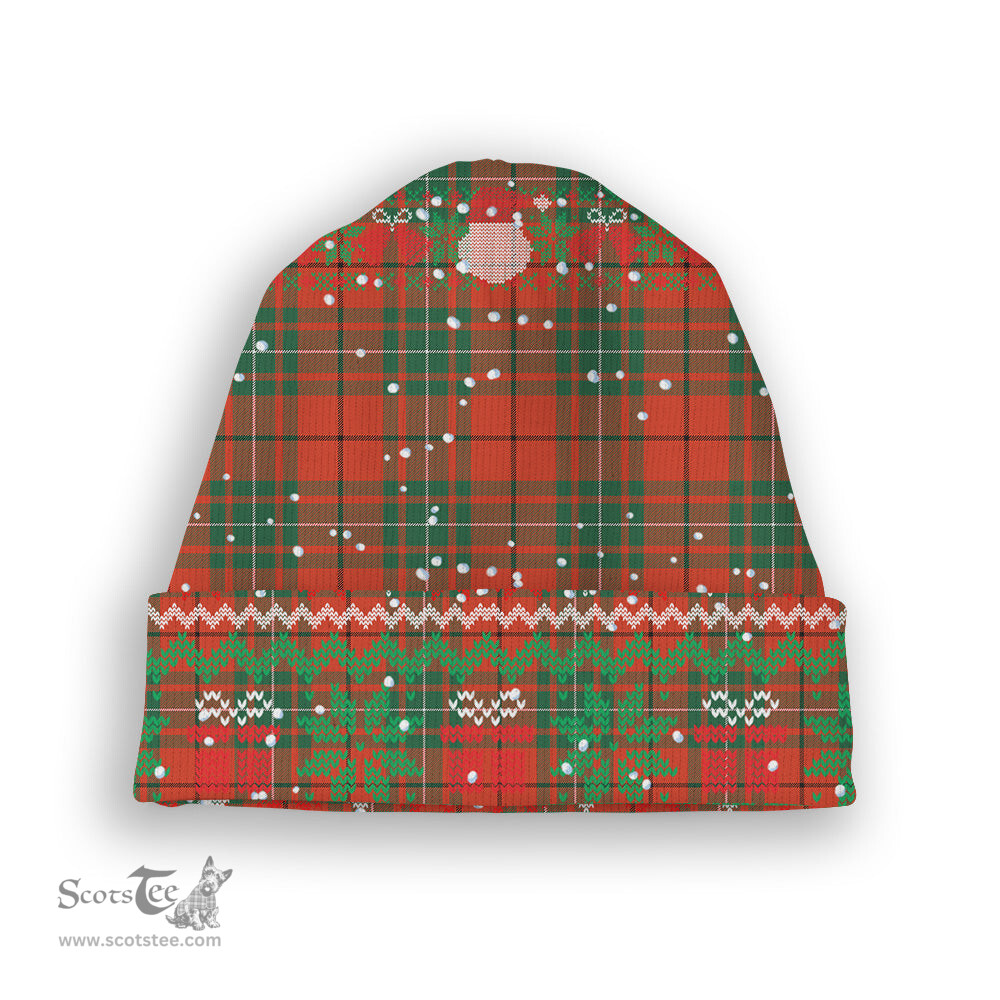 ScotsTee Shop Scottish McAulay Ancient Tartan Plaid Christmas Deer Snowman Snowflake Bell Knit Beanie