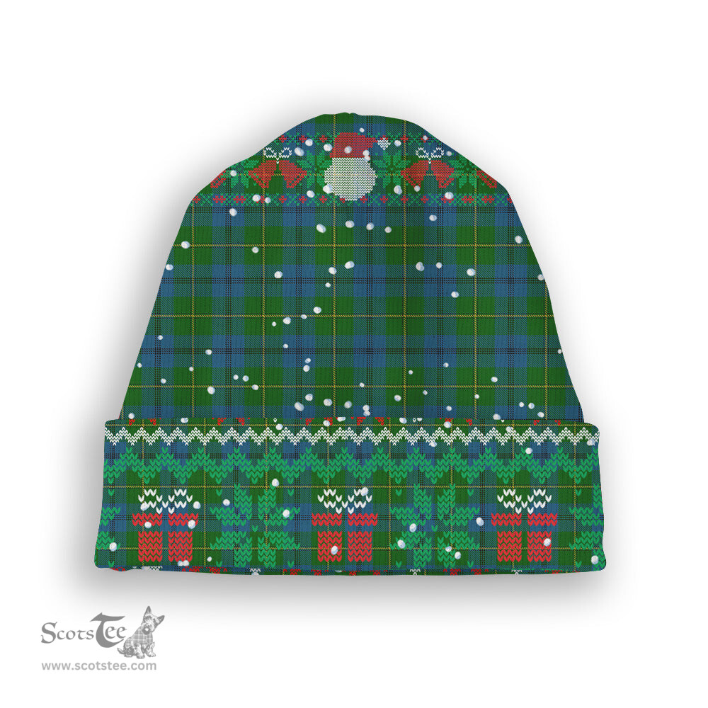 ScotsTee Shop Scottish Johnstone Tartan Plaid Christmas Deer Snowman Snowflake Bell Knit Beanie