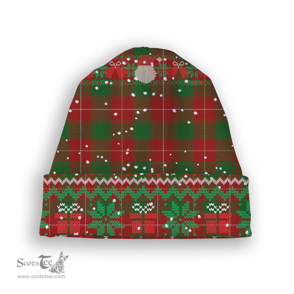 ScotsTee Shop Scottish MacPhee Tartan Plaid Christmas Deer Snowman Snowflake Bell Knit Beanie