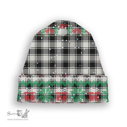 ScotsTee Shop Scottish MacPhee B&W Ancient Tartan Plaid Christmas Deer Snowman Snowflake Bell Knit Beanie