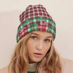 ScotsTee Shop Scottish MacPhee Dress Modern Tartan Plaid Christmas Deer Snowman Snowflake Bell Knit Beanie
