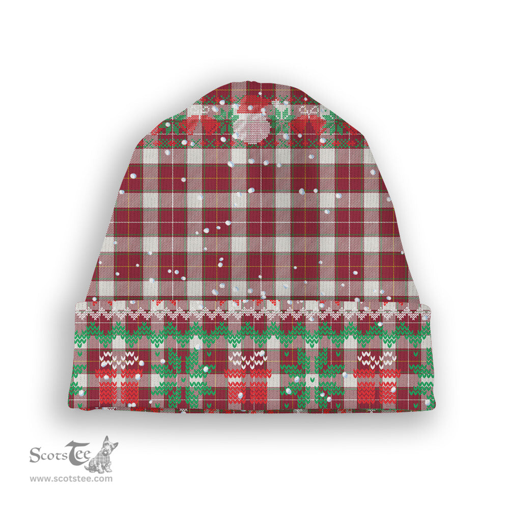 ScotsTee Shop Scottish MacPhee Dress Modern Tartan Plaid Christmas Deer Snowman Snowflake Bell Knit Beanie