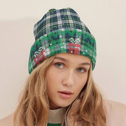 ScotsTee Shop Scottish Gordon Dress Ancient Tartan Plaid Christmas Deer Snowman Snowflake Bell Knit Beanie