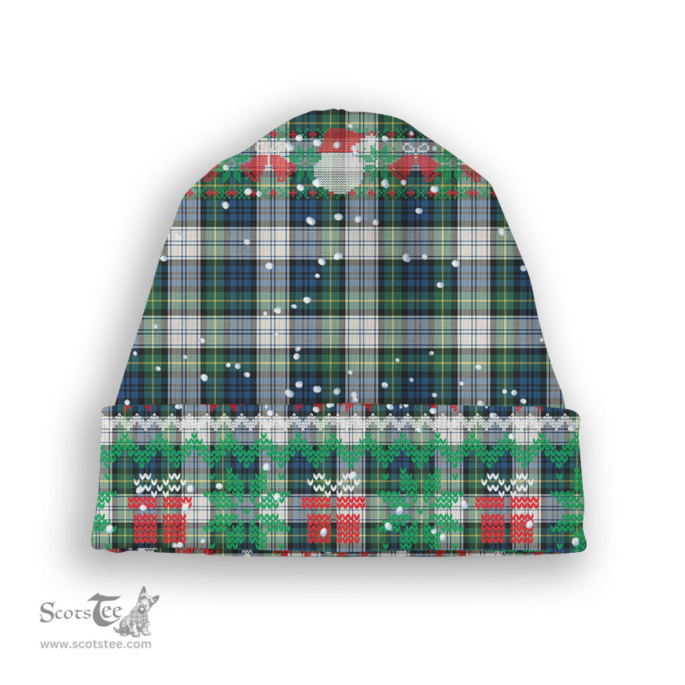 ScotsTee Shop Scottish Gordon Dress Ancient Tartan Plaid Christmas Deer Snowman Snowflake Bell Knit Beanie