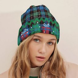 ScotsTee Shop Scottish Guthrie Ancient Tartan Plaid Christmas Deer Snowman Snowflake Bell Knit Beanie