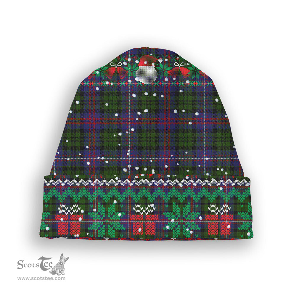 ScotsTee Shop Scottish MacNeil of Colonsay 2 Tartan Plaid Christmas Deer Snowman Snowflake Bell Knit Beanie