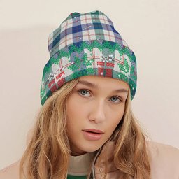 ScotsTee Shop Scottish Guthrie Dress Modern Tartan Plaid Christmas Deer Snowman Snowflake Bell Knit Beanie