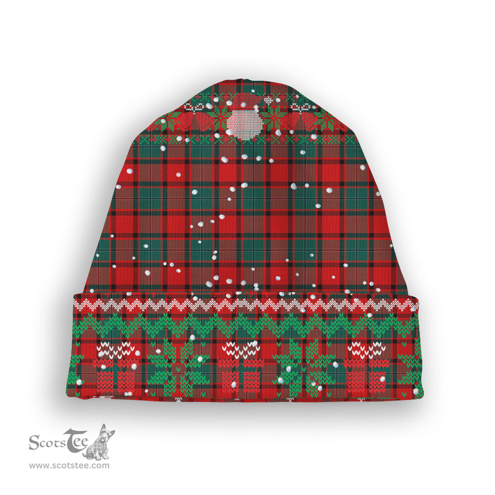 ScotsTee Shop Scottish MacPhail Modern Tartan Plaid Christmas Deer Snowman Snowflake Bell Knit Beanie