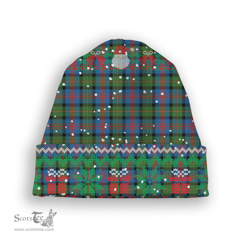 ScotsTee Shop Scottish MacLennan Ancient Tartan Plaid Christmas Deer Snowman Snowflake Bell Knit Beanie