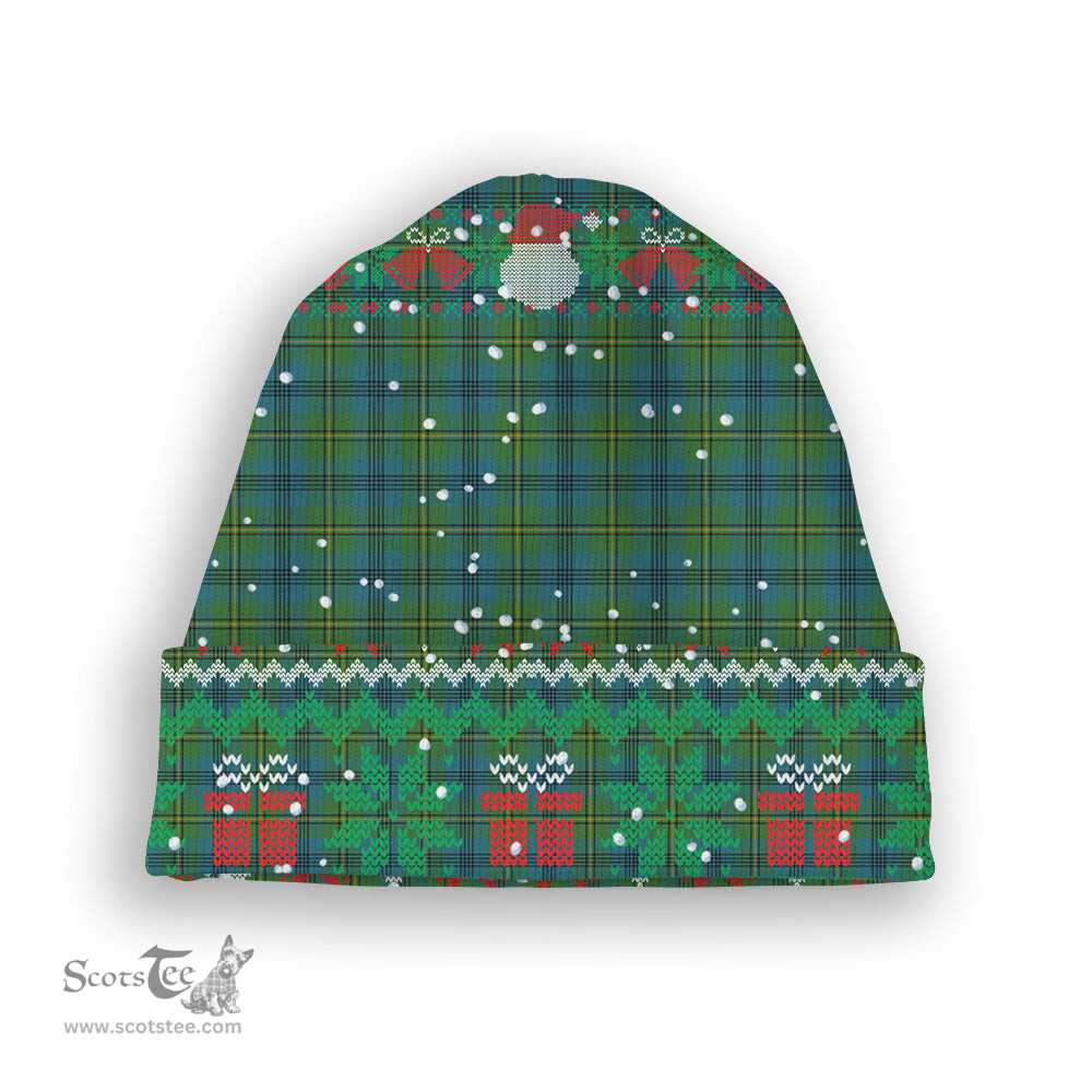 ScotsTee Shop Scottish Johnstone Originaux Ancient Clan Tartan Plaid Christmas Deer Snowman Snowflake Bell Knit Beanie