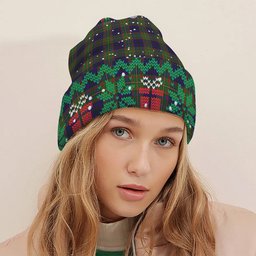 ScotsTee Shop Scottish MacLeish Tartan Plaid Christmas Deer Snowman Snowflake Bell Knit Beanie