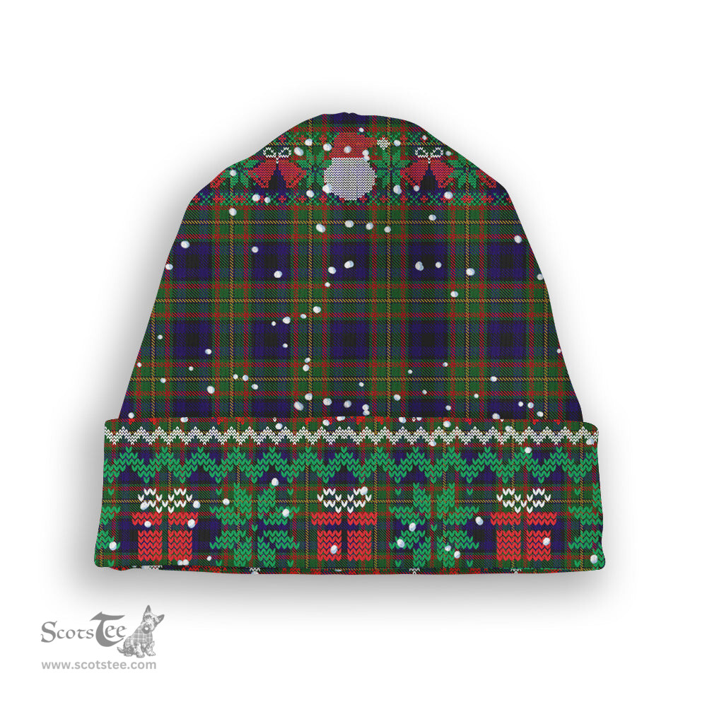 ScotsTee Shop Scottish MacLeish Tartan Plaid Christmas Deer Snowman Snowflake Bell Knit Beanie