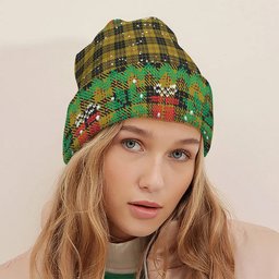 ScotsTee Shop Scottish MacLeod 1831 Tartan Plaid Christmas Deer Snowman Snowflake Bell Knit Beanie