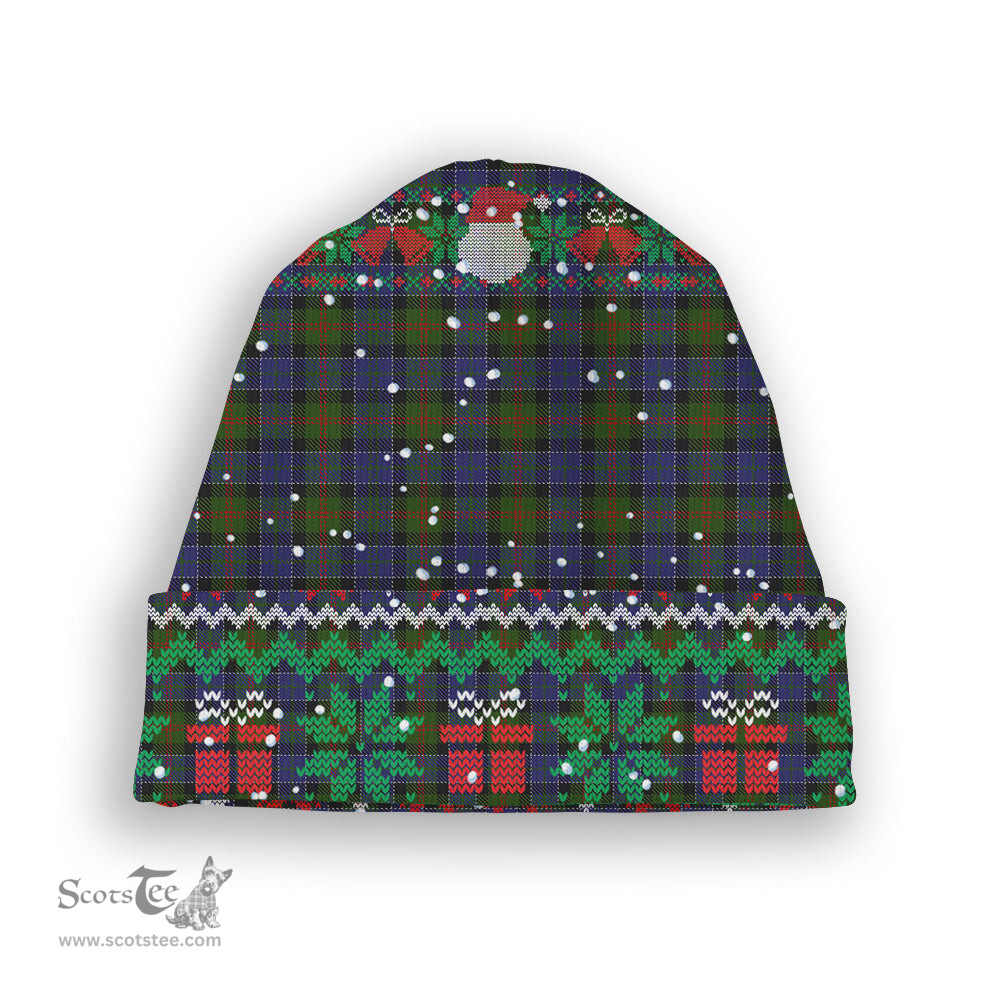 ScotsTee Shop Scottish MacPhedran Tartan Plaid Christmas Deer Snowman Snowflake Bell Knit Beanie