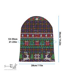 ScotsTee Shop Scottish MacLagan of Glenquiech Tartan Plaid Christmas Deer Snowman Snowflake Bell Knit Beanie