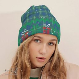 ScotsTee Shop Scottish Hamilton Hunting Ancient Tartan Plaid Christmas Deer Snowman Snowflake Bell Knit Beanie
