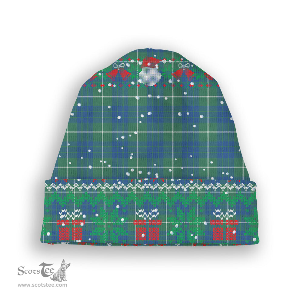 ScotsTee Shop Scottish Hamilton Hunting Ancient Tartan Plaid Christmas Deer Snowman Snowflake Bell Knit Beanie