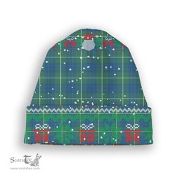 ScotsTee Shop Scottish Hamilton Hunting Ancient Tartan Plaid Christmas Deer Snowman Snowflake Bell Knit Beanie