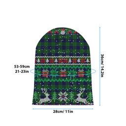 ScotsTee Shop Scottish Keith Modern Tartan Plaid Christmas Deer Snowman Snowflake Bell Knit Beanie