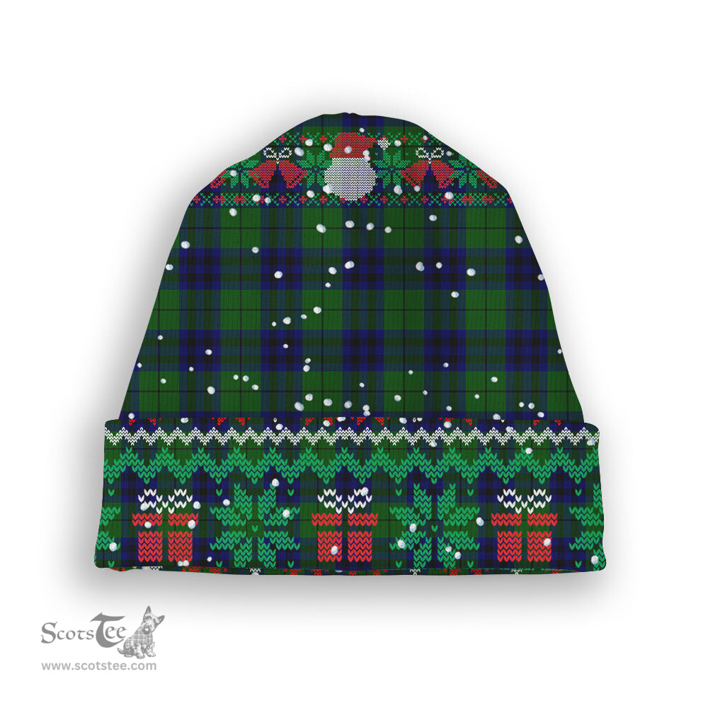 ScotsTee Shop Scottish Keith Modern Tartan Plaid Christmas Deer Snowman Snowflake Bell Knit Beanie