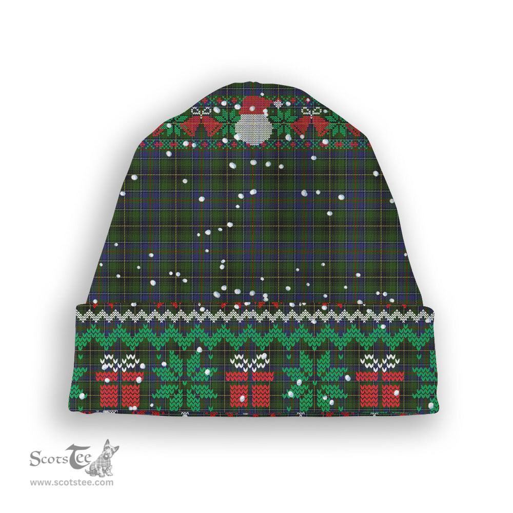 ScotsTee Shop Scottish McInnes Tartan Plaid Christmas Deer Snowman Snowflake Bell Knit Beanie