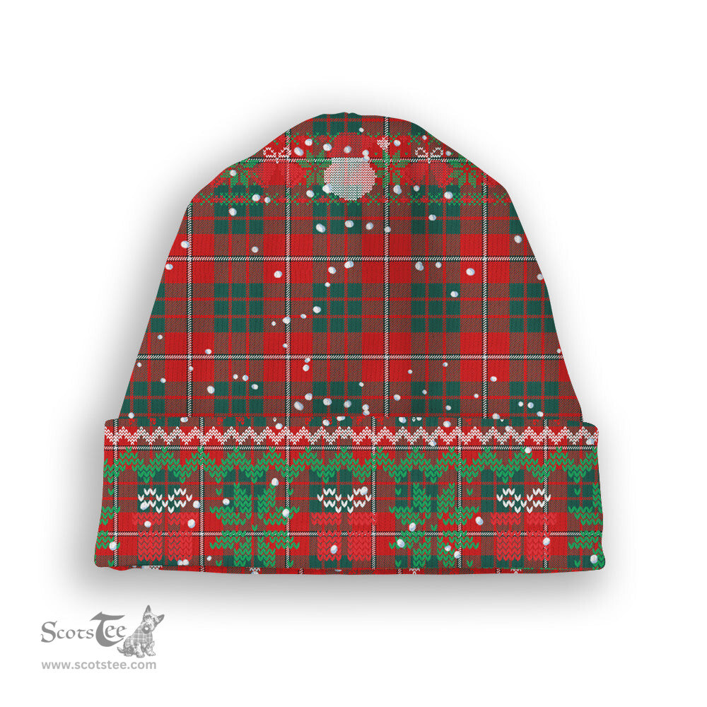 ScotsTee Shop Scottish Gregor of Balquhidder Modern Tartan Plaid Christmas Deer Snowman Snowflake Bell Knit Beanie
