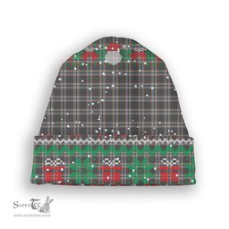 ScotsTee Shop Scottish Harris Mist Tartan Plaid Christmas Deer Snowman Snowflake Bell Knit Beanie